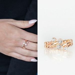 Rose gold and rhinestone ring